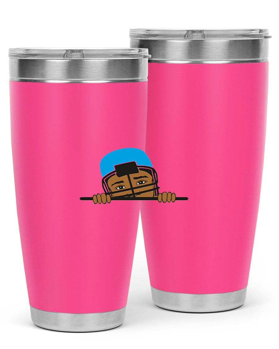 Black boy tumbler in 20oz and 30oz sizes, showcasing double wall vacuum stainless steel design with copper lining.