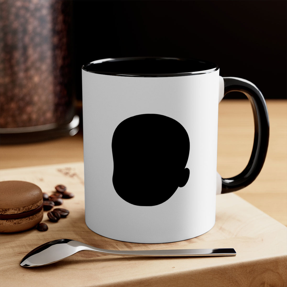 A stylish black boy 20# Mug featuring a glossy finish, colored handle, and interior, available in multiple colors and sizes.
