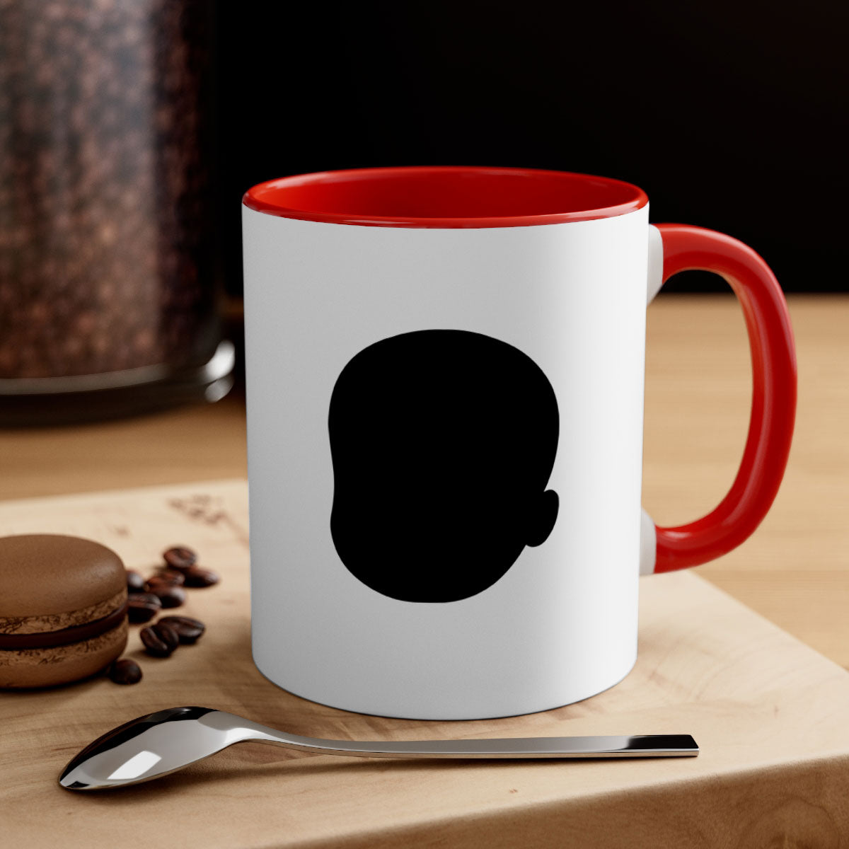 A stylish black boy 20# Mug featuring a glossy finish, colored handle, and interior, available in multiple colors and sizes.
