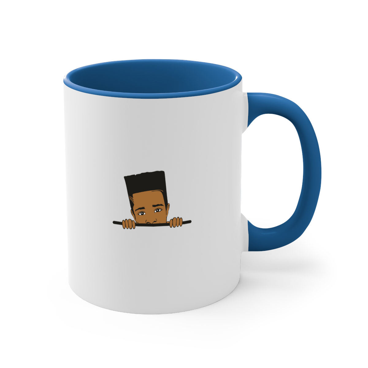Black boy 26# Mug featuring a glossy finish, colored handle, and interior, available in multiple colors and sizes.