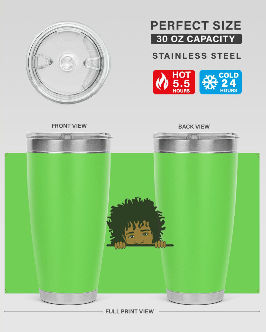 Black boy 4# tumbler in stainless steel with a sleek design, perfect for keeping drinks hot or cold.