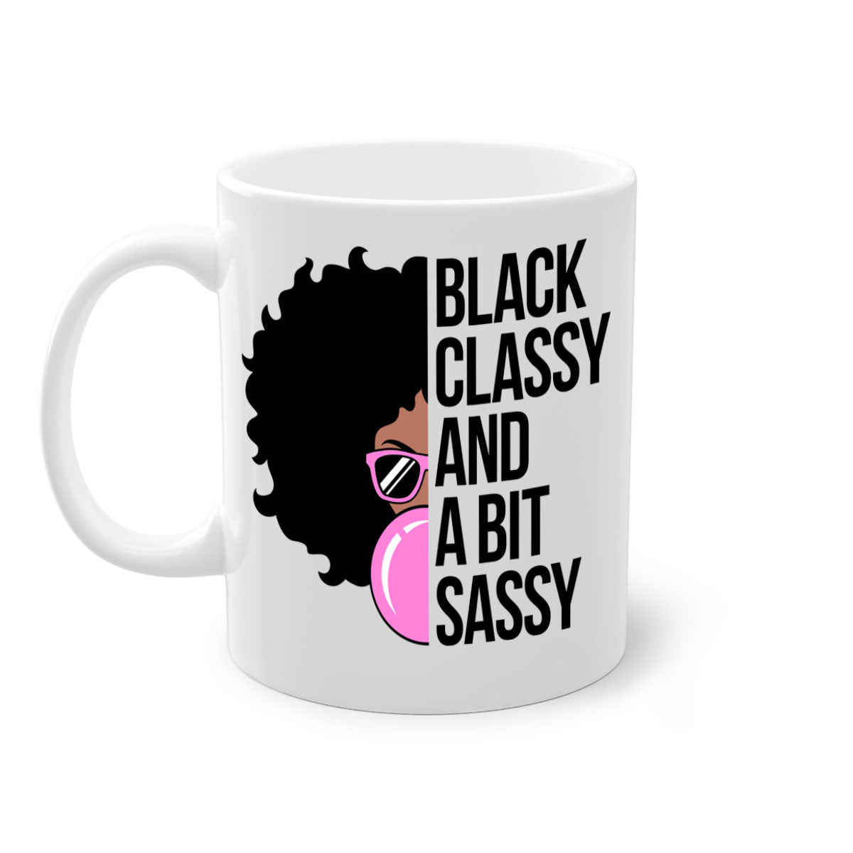 A stylish black classy and a bit sassy mug featuring a glossy finish, colored handle, and interior, perfect for coffee and tea.