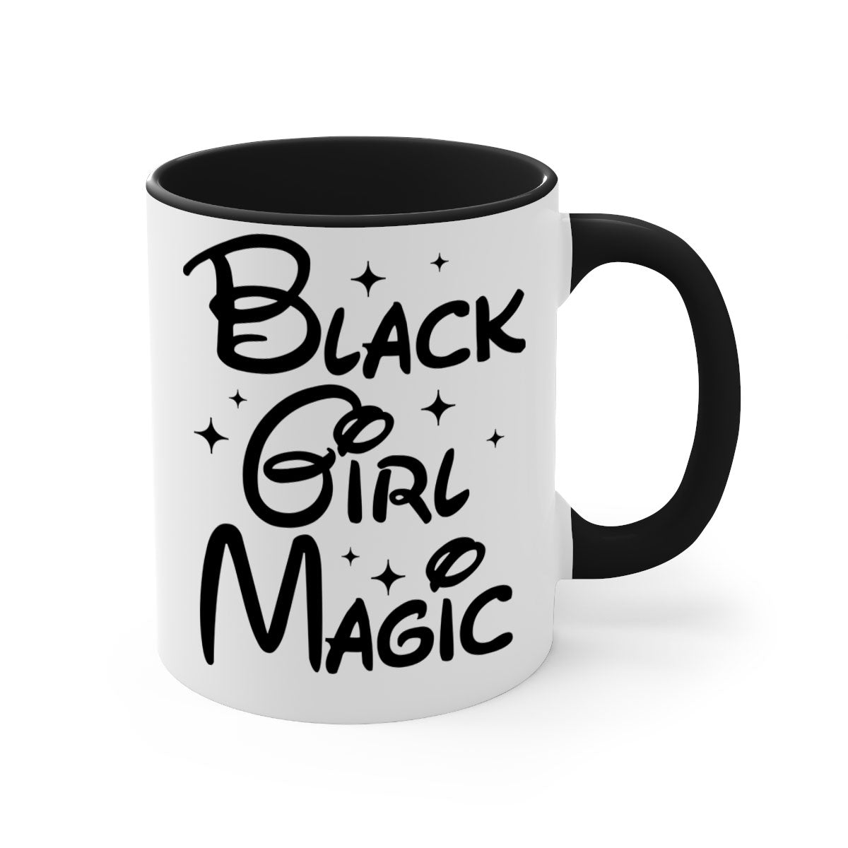 Black Girl Magic 207# Mug with colorful handle and glossy finish, available in multiple colors and sizes.