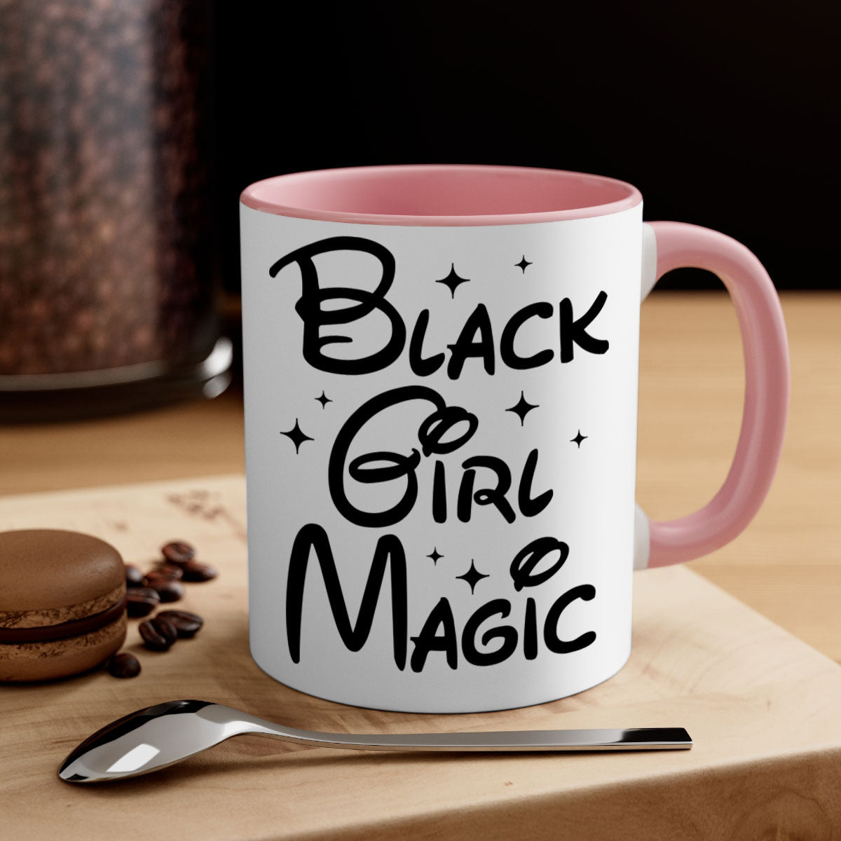 Black Girl Magic 207# Mug with colorful handle and glossy finish, available in multiple colors and sizes.