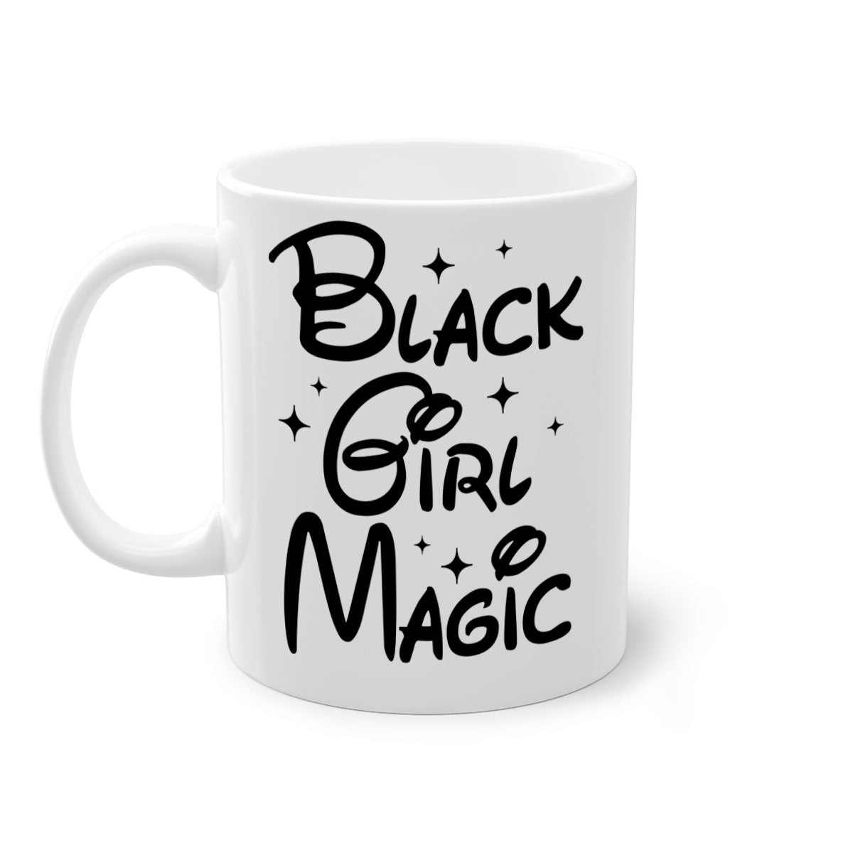 Black Girl Magic 207# Mug with colorful handle and glossy finish, available in multiple colors and sizes.