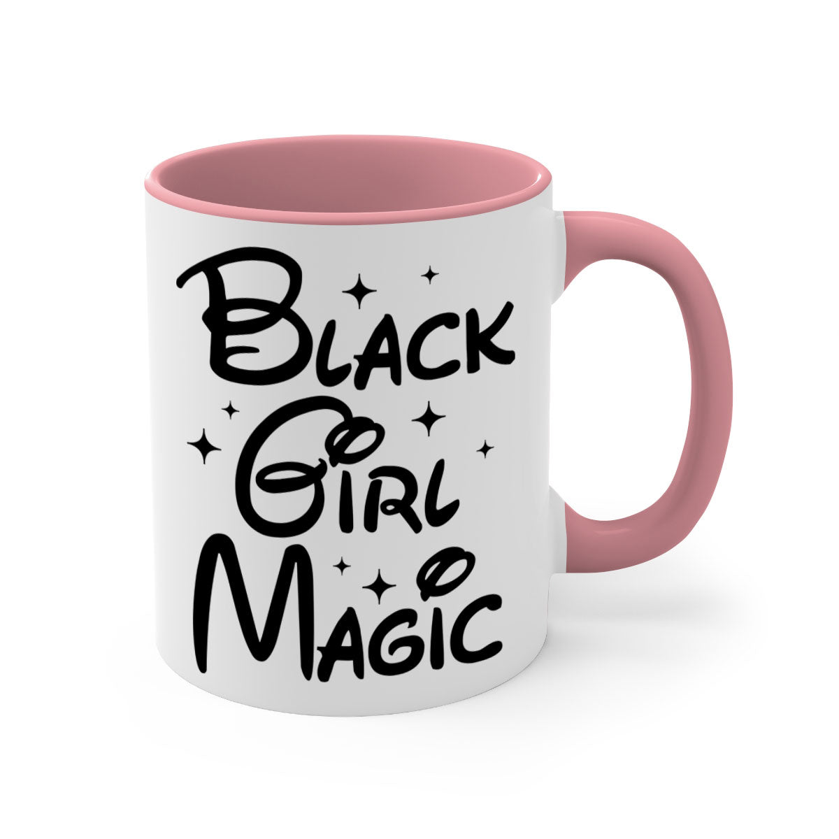 Black Girl Magic 207# Mug with colorful handle and glossy finish, available in multiple colors and sizes.