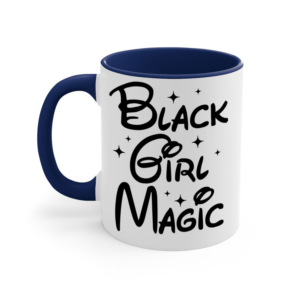 Black Girl Magic 207# Mug with colorful handle and glossy finish, available in multiple colors and sizes.