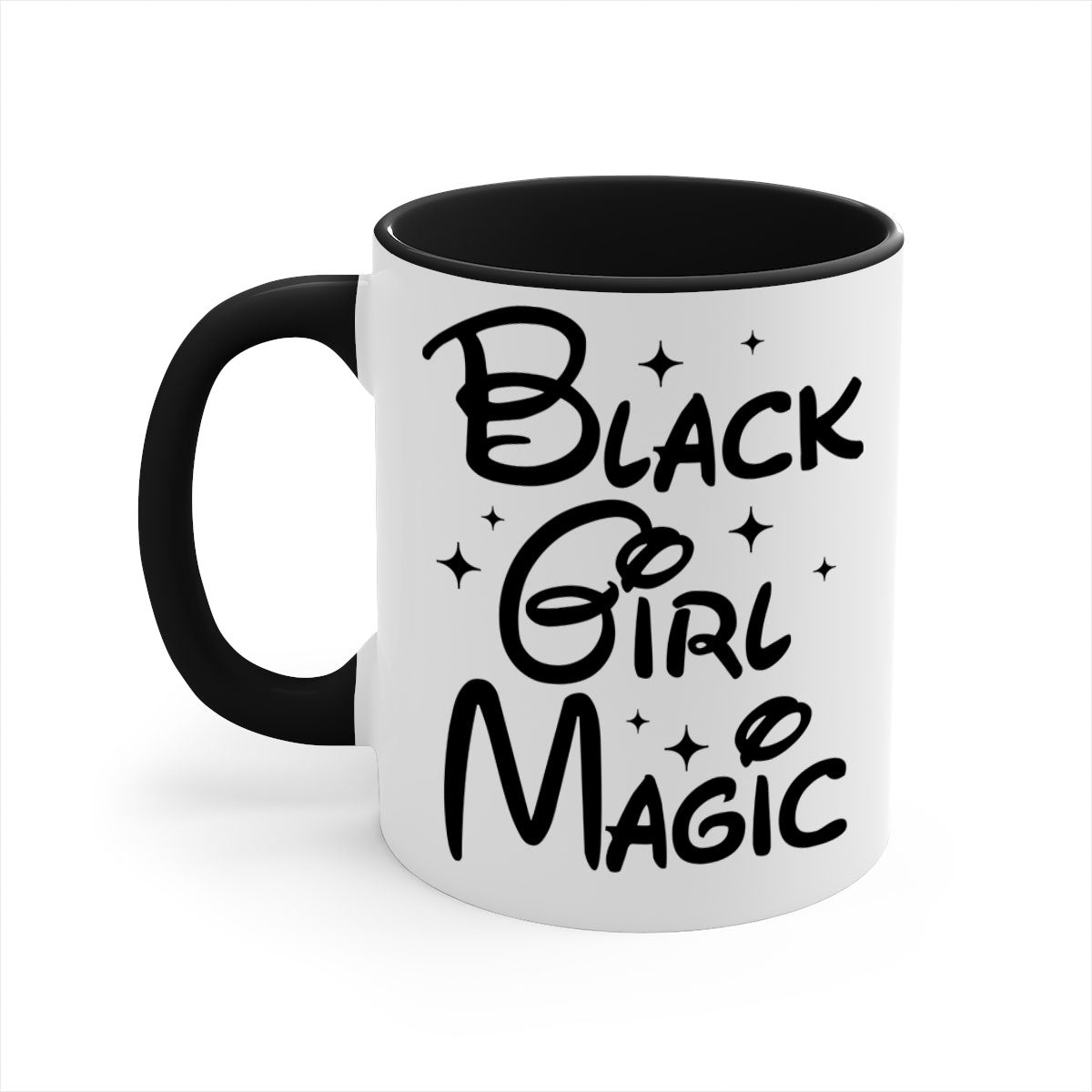 Black Girl Magic 207# Mug with colorful handle and glossy finish, available in multiple colors and sizes.