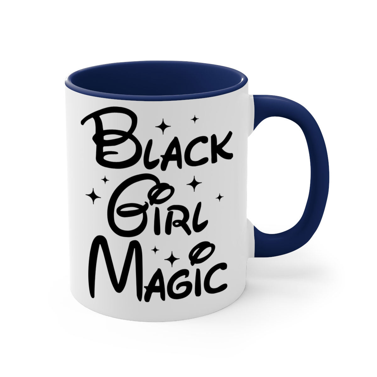 Black Girl Magic 207# Mug with colorful handle and glossy finish, available in multiple colors and sizes.