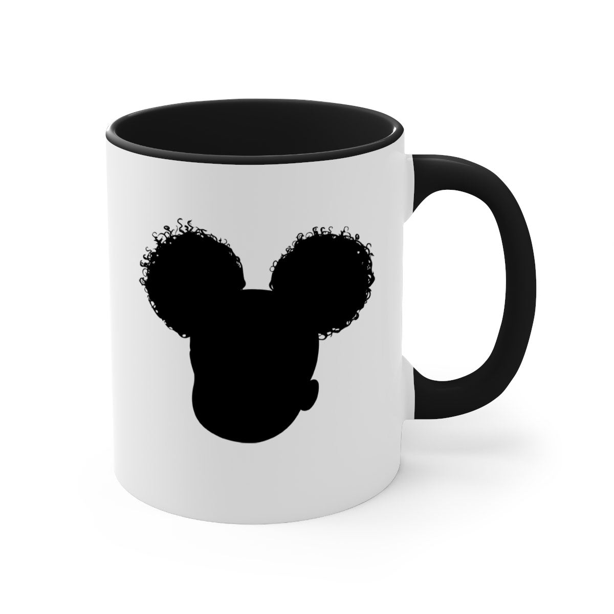 Black girl style 4# Mug featuring a glossy finish, colored handle, and interior, available in five vibrant colors.