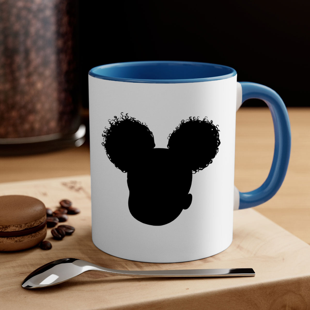 Black girl style 4# Mug featuring a glossy finish, colored handle, and interior, available in five vibrant colors.