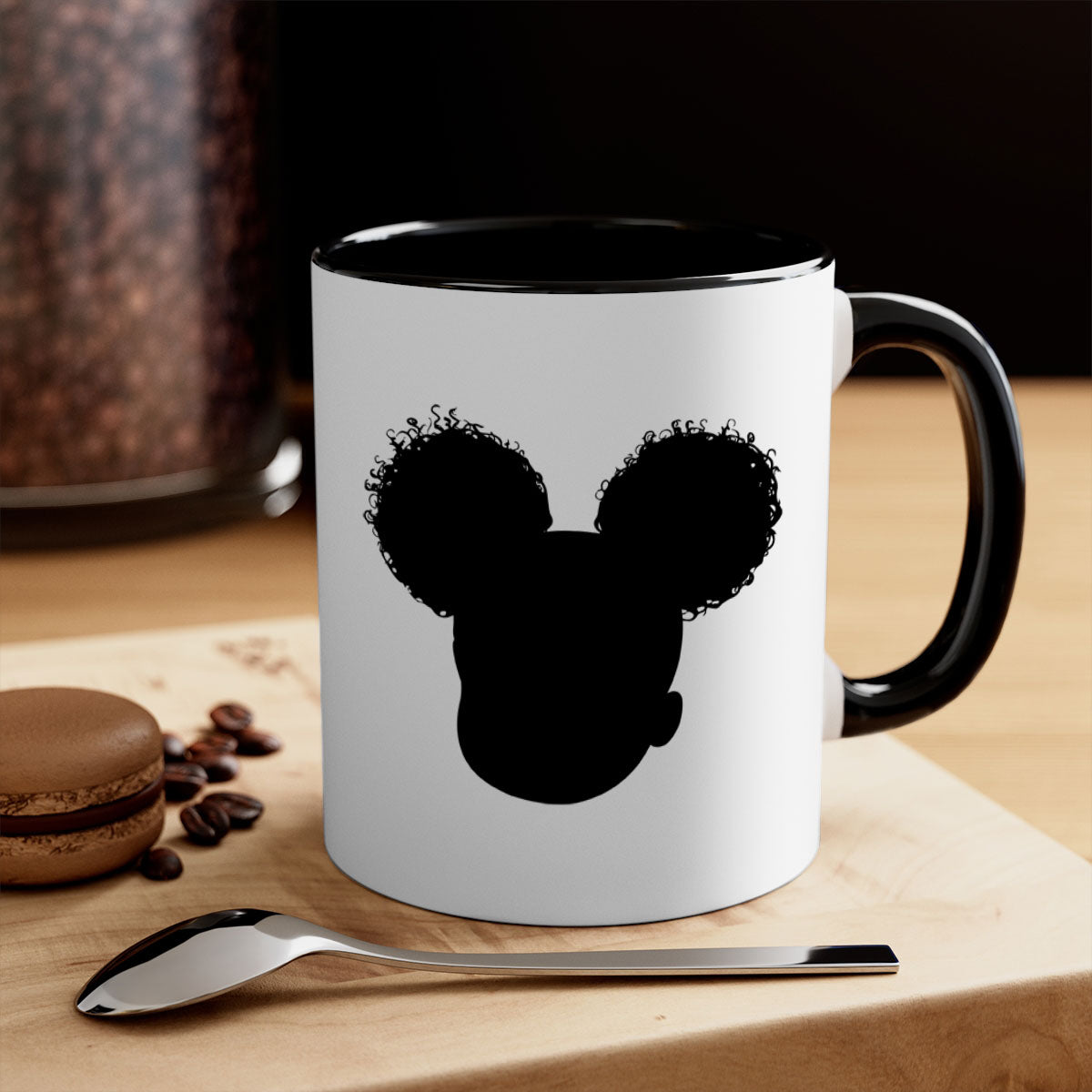 Black girl style 4# Mug featuring a glossy finish, colored handle, and interior, available in five vibrant colors.