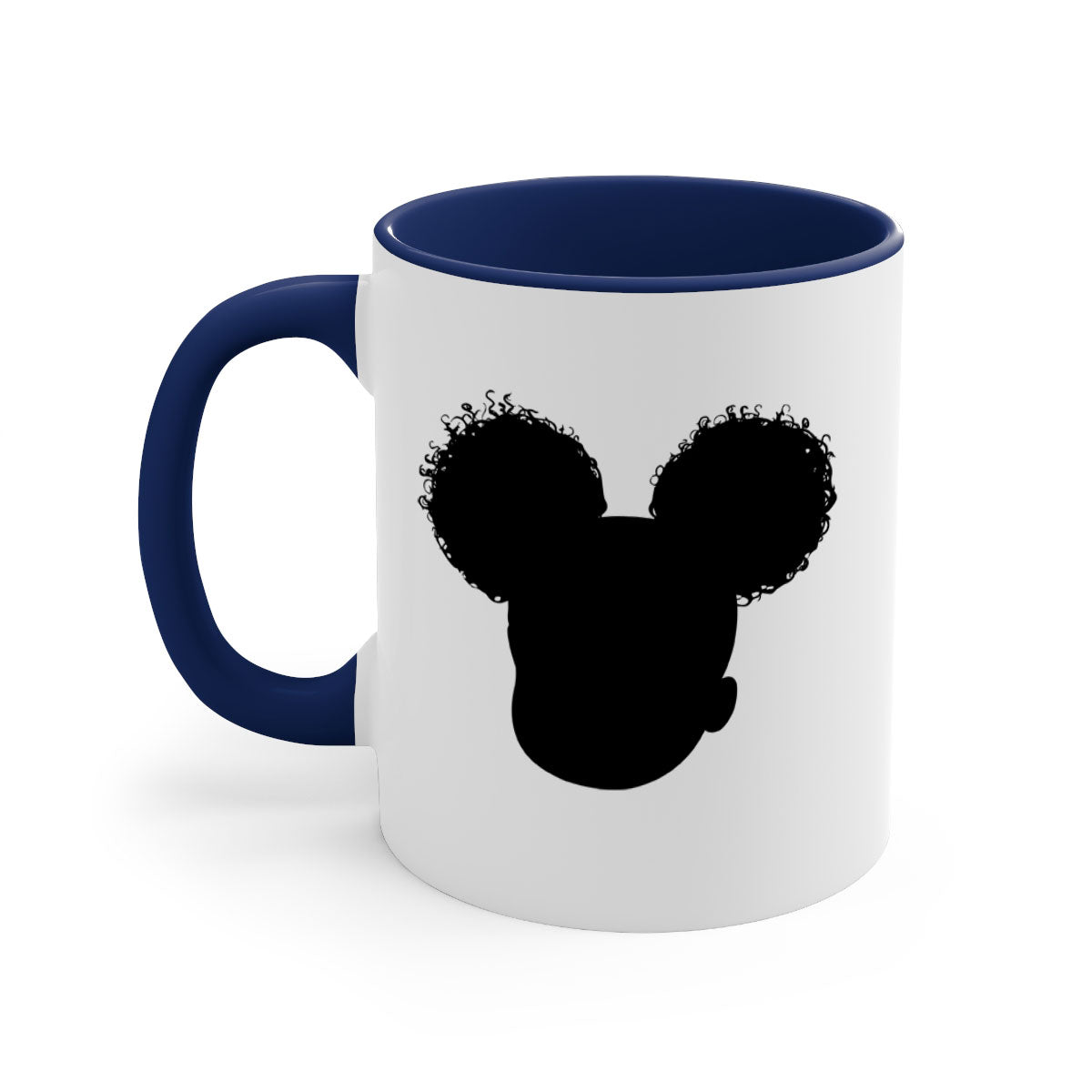 Black girl style 4# Mug featuring a glossy finish, colored handle, and interior, available in five vibrant colors.