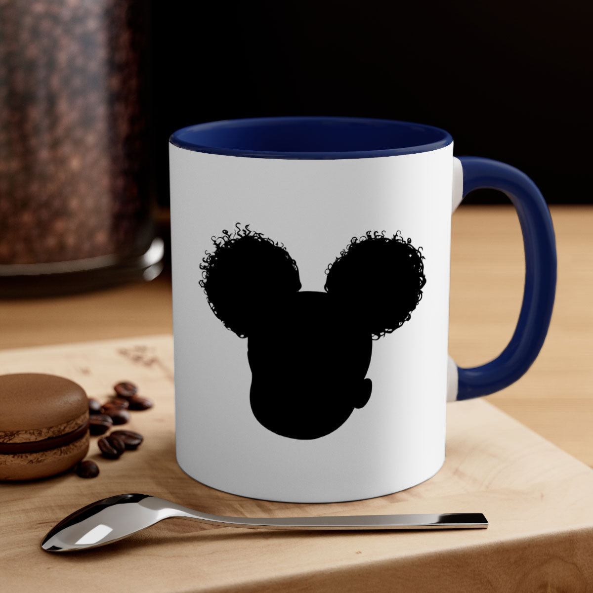 Black girl style 4# Mug featuring a glossy finish, colored handle, and interior, available in five vibrant colors.