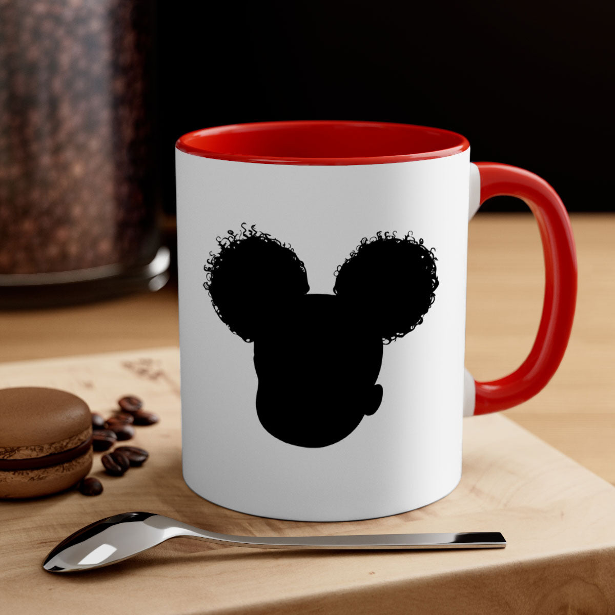 Black girl style 4# Mug featuring a glossy finish, colored handle, and interior, available in five vibrant colors.