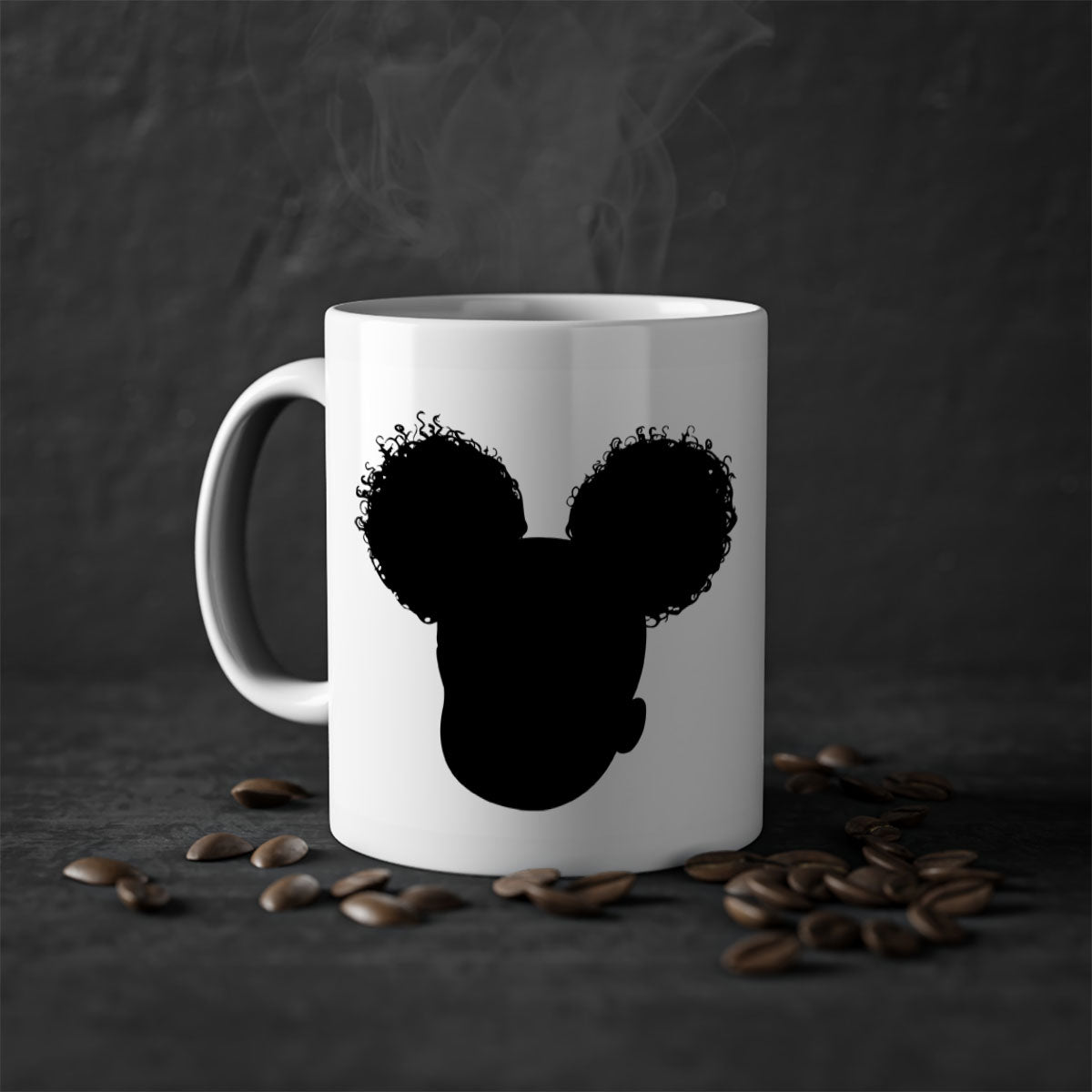 Black girl style 4# Mug featuring a glossy finish, colored handle, and interior, available in five vibrant colors.