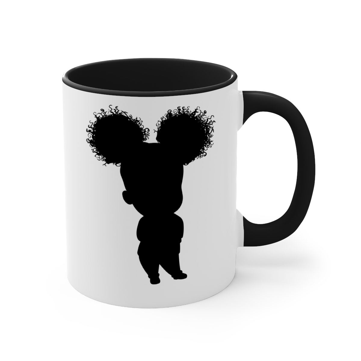 Black girl style 7# Mug featuring a two-tone design with a colored handle and glossy finish, available in multiple colors.