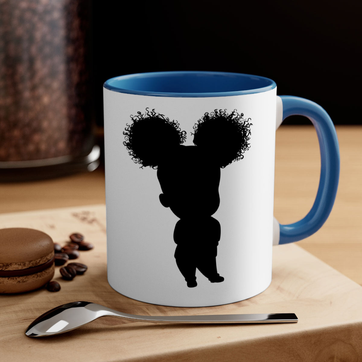 Black girl style 7# Mug featuring a two-tone design with a colored handle and glossy finish, available in multiple colors.