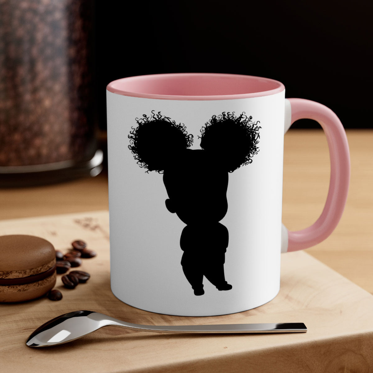 Black girl style 7# Mug featuring a two-tone design with a colored handle and glossy finish, available in multiple colors.