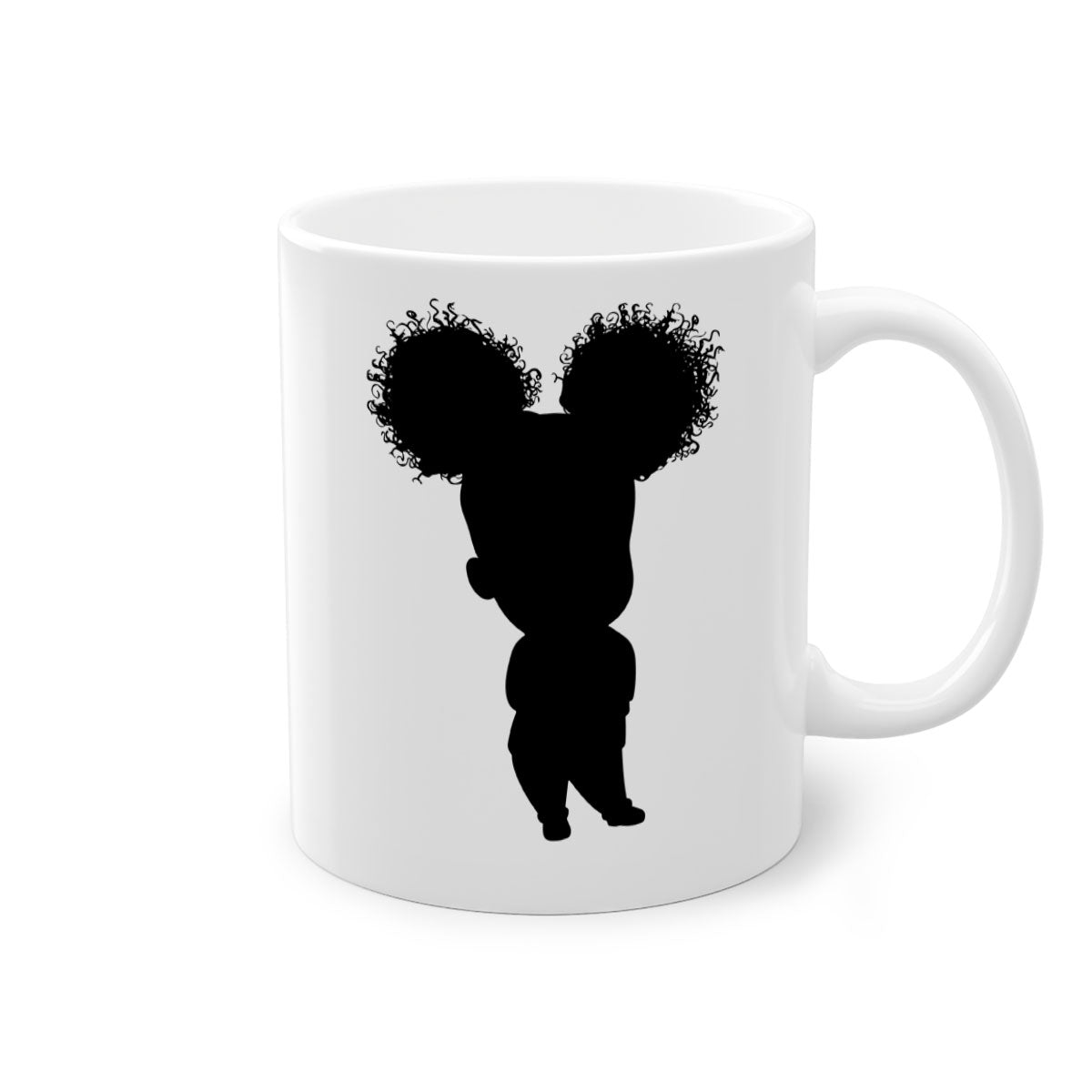 Black girl style 7# Mug featuring a two-tone design with a colored handle and glossy finish, available in multiple colors.