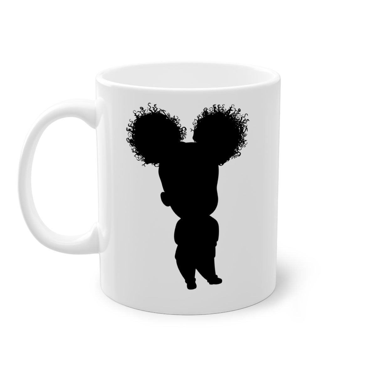 Black girl style 7# Mug featuring a two-tone design with a colored handle and glossy finish, available in multiple colors.