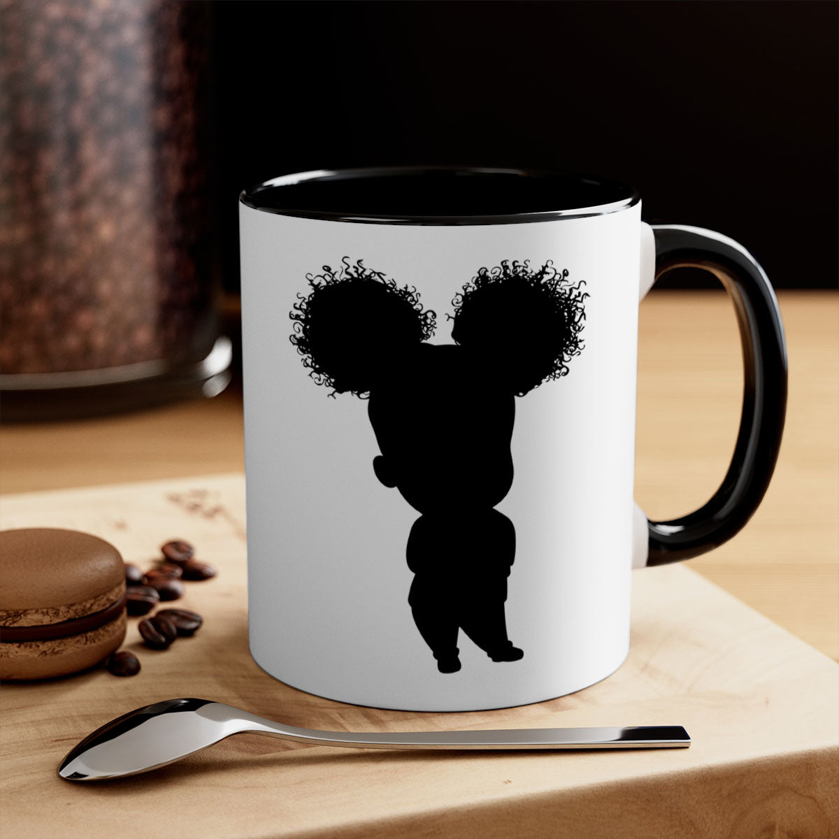 Black girl style 7# Mug featuring a two-tone design with a colored handle and glossy finish, available in multiple colors.