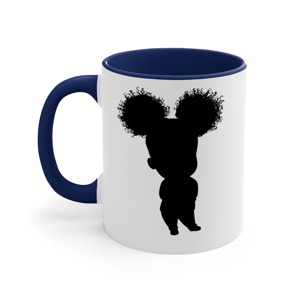 Black girl style 7# Mug featuring a two-tone design with a colored handle and glossy finish, available in multiple colors.