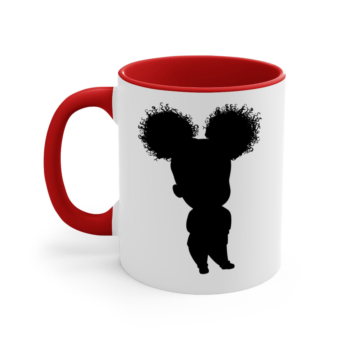 Black girl style 7# Mug featuring a two-tone design with a colored handle and glossy finish, available in multiple colors.
