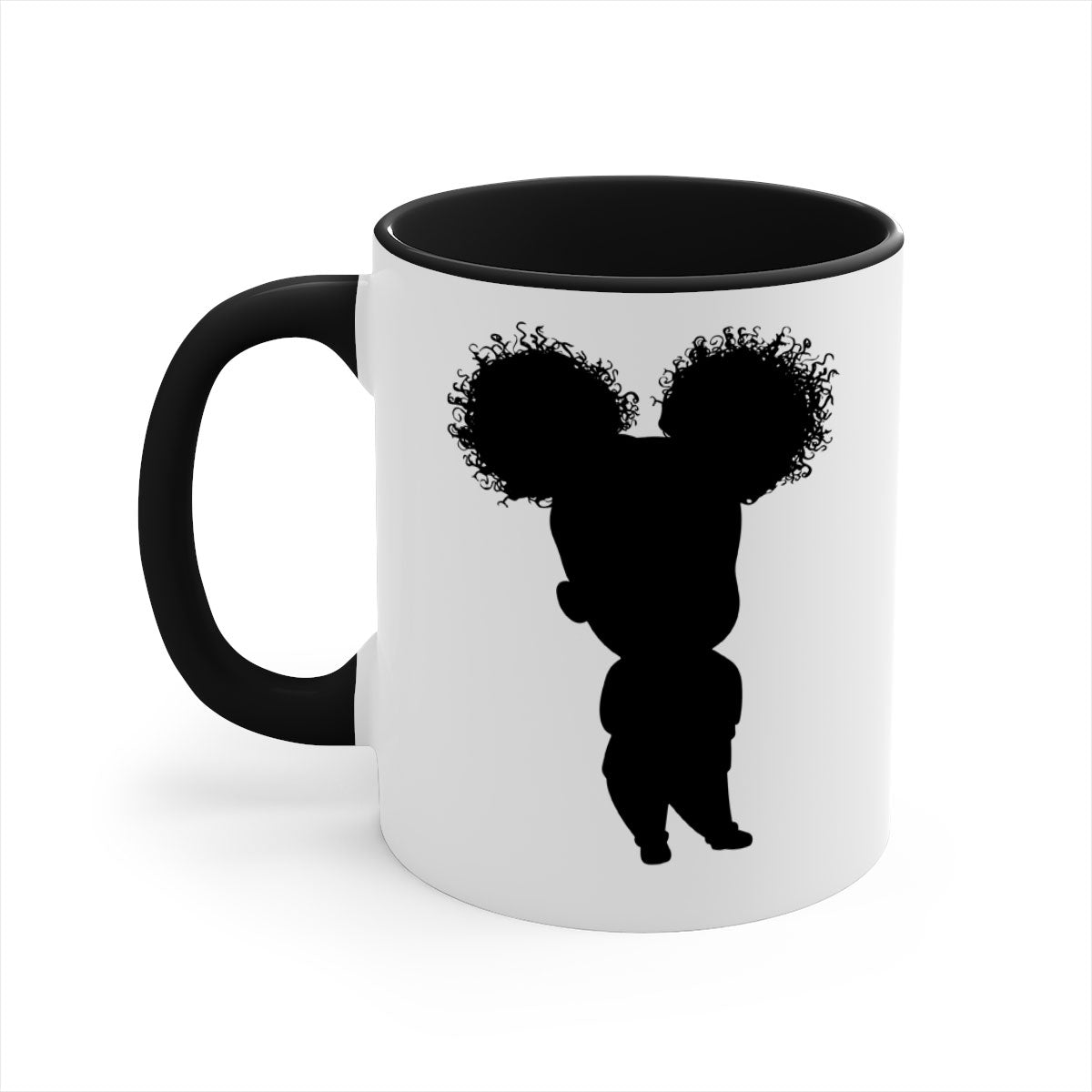 Black girl style 7# Mug featuring a two-tone design with a colored handle and glossy finish, available in multiple colors.