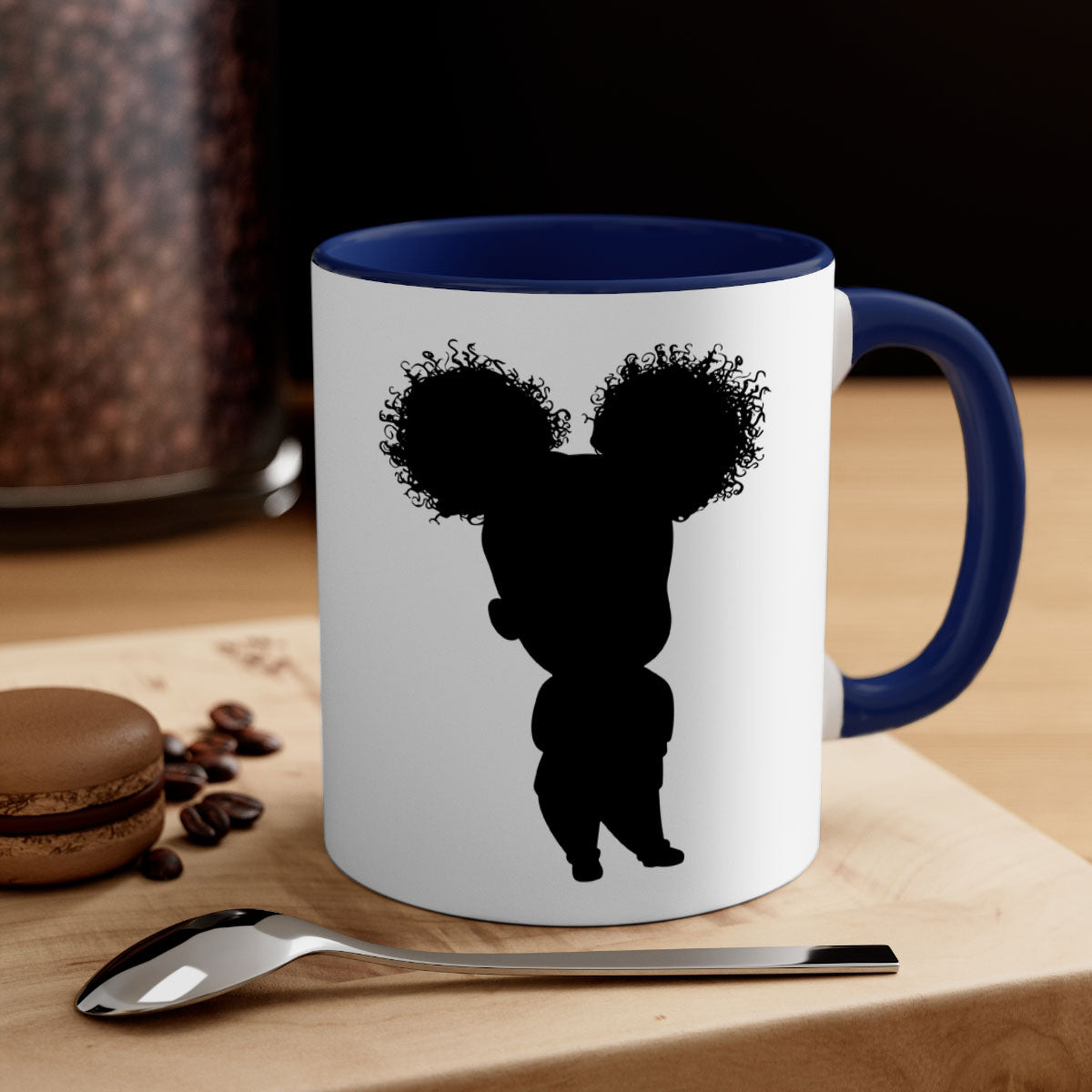 Black girl style 7# Mug featuring a two-tone design with a colored handle and glossy finish, available in multiple colors.