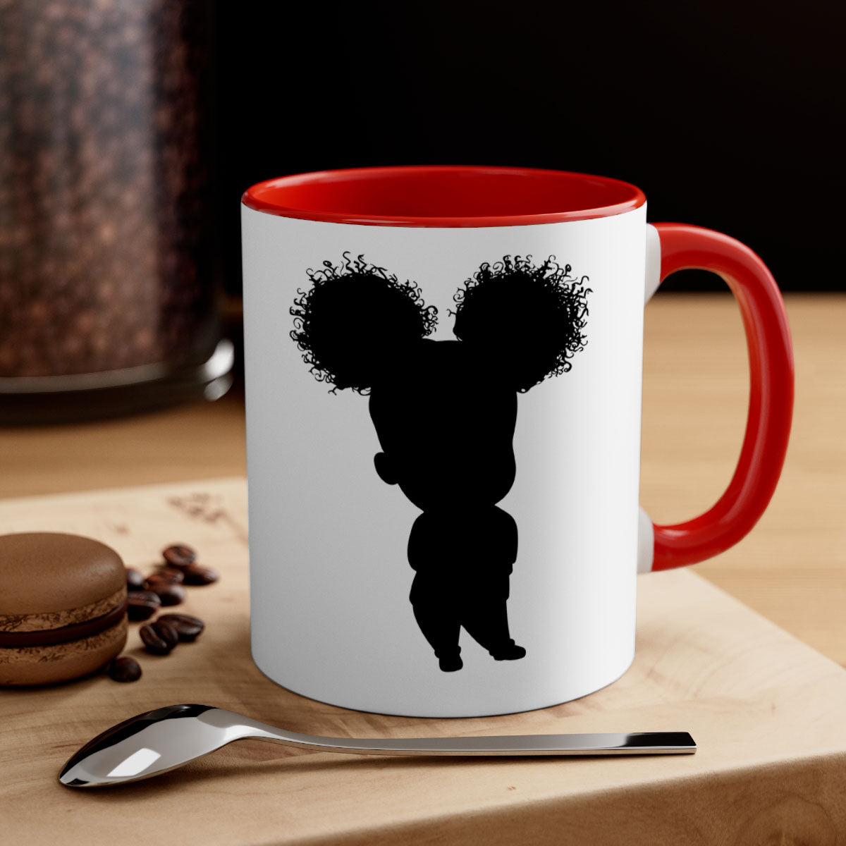 Black girl style 7# Mug featuring a two-tone design with a colored handle and glossy finish, available in multiple colors.