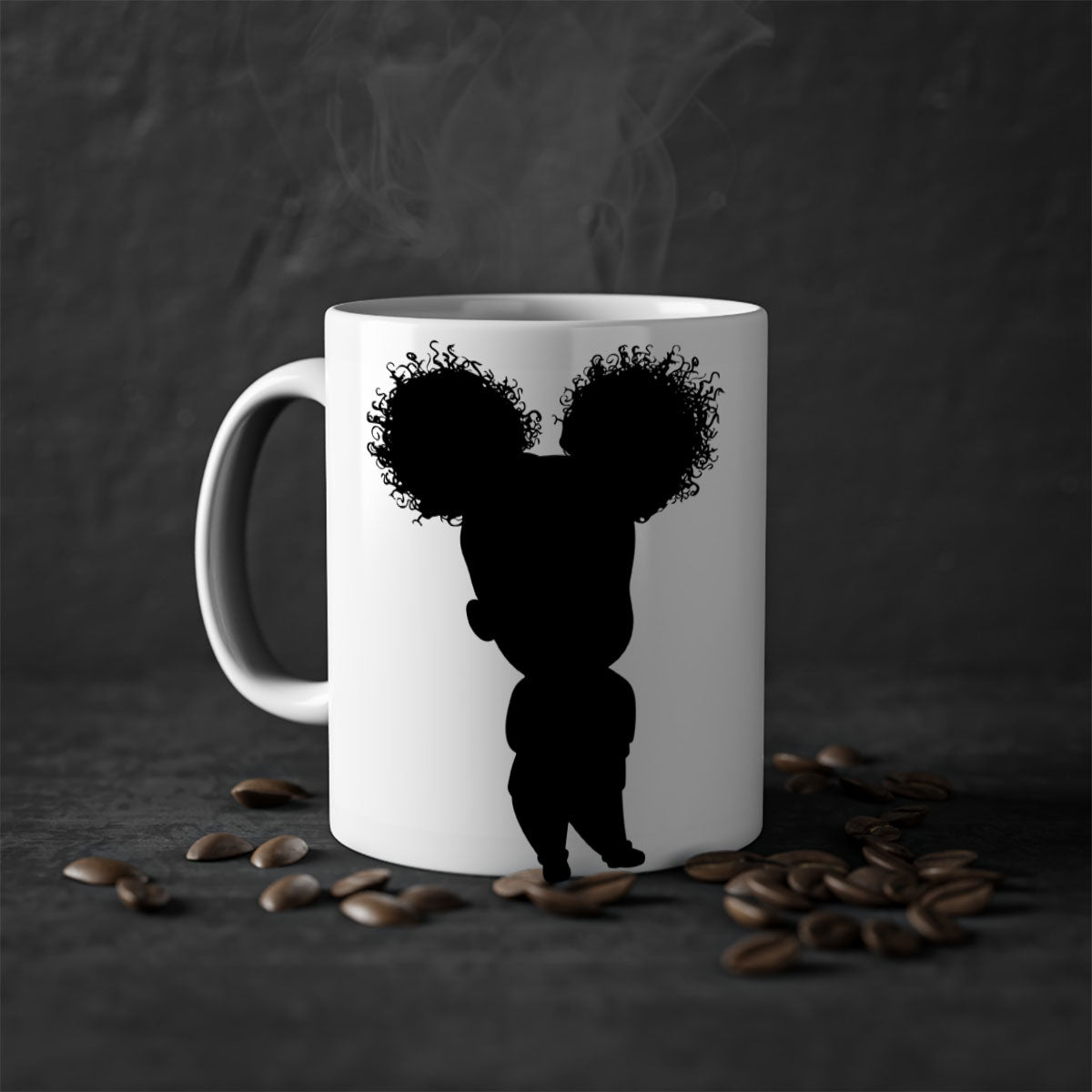 Black girl style 7# Mug featuring a two-tone design with a colored handle and glossy finish, available in multiple colors.