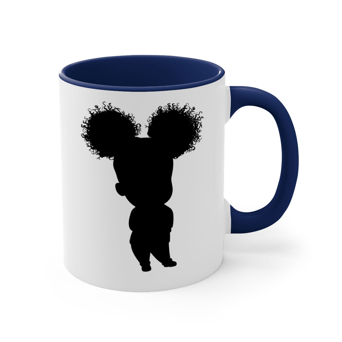 Black girl style 7# Mug featuring a two-tone design with a colored handle and glossy finish, available in multiple colors.