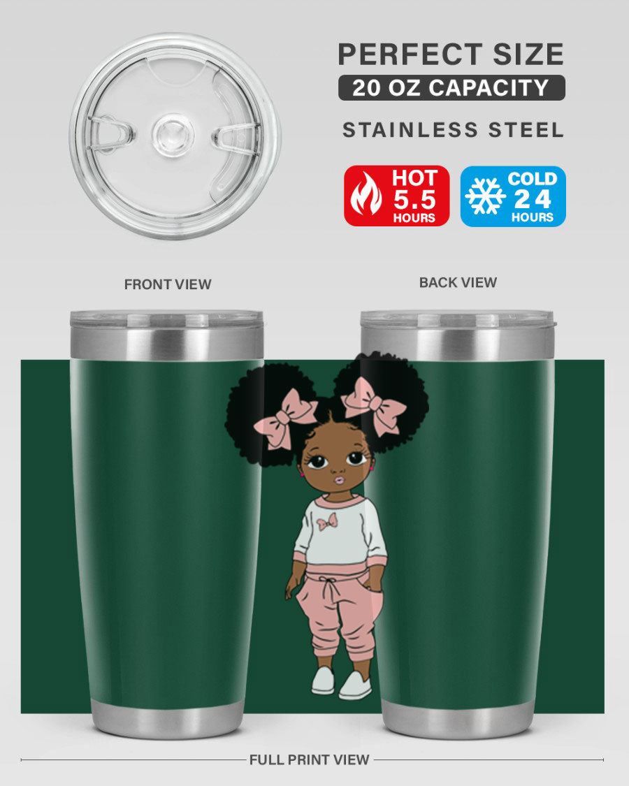 Black Girl Style 9# Tumbler in stainless steel with a stylish design, perfect for hot and cold beverages.