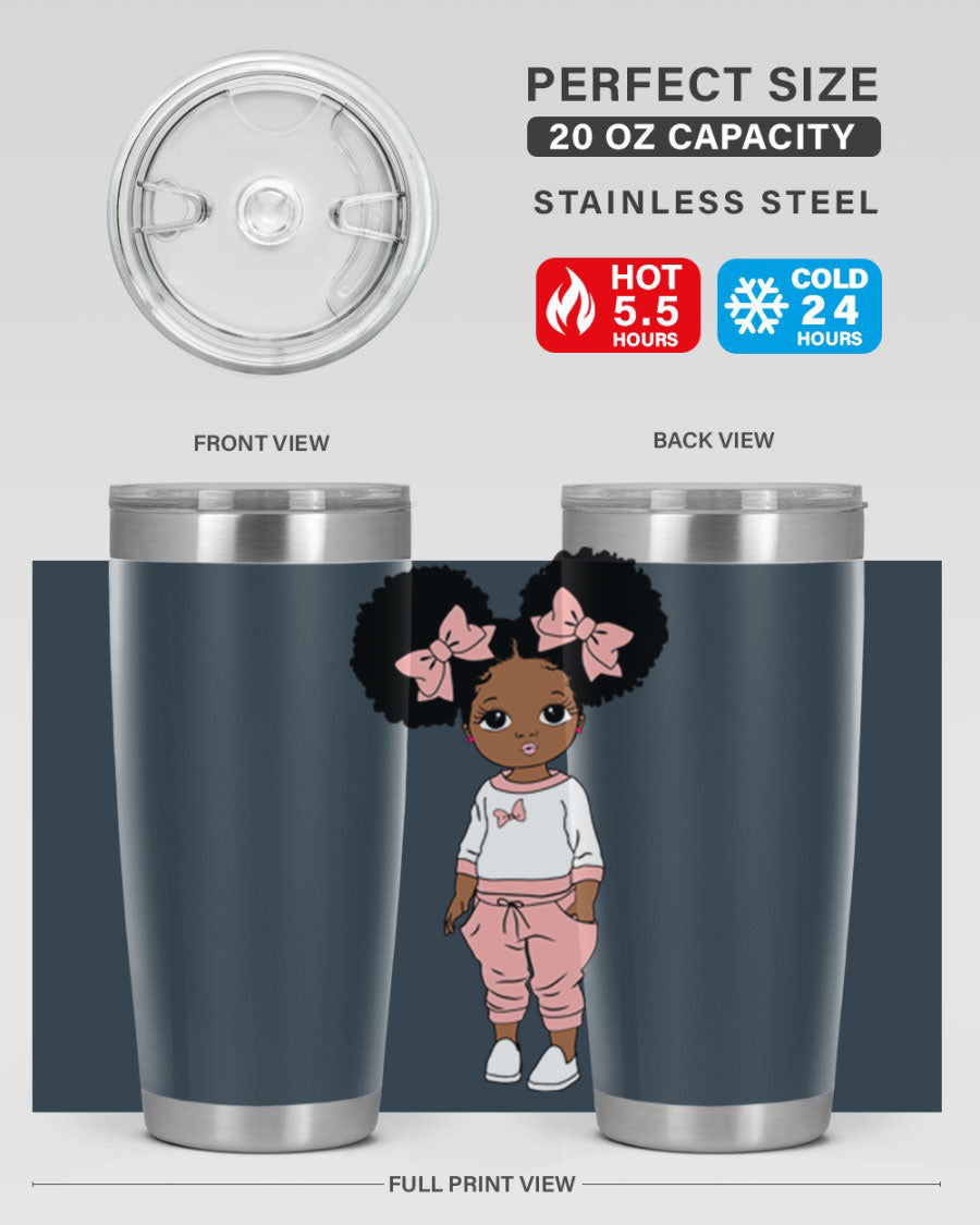 Black Girl Style 9# Tumbler in stainless steel with a stylish design, perfect for hot and cold beverages.