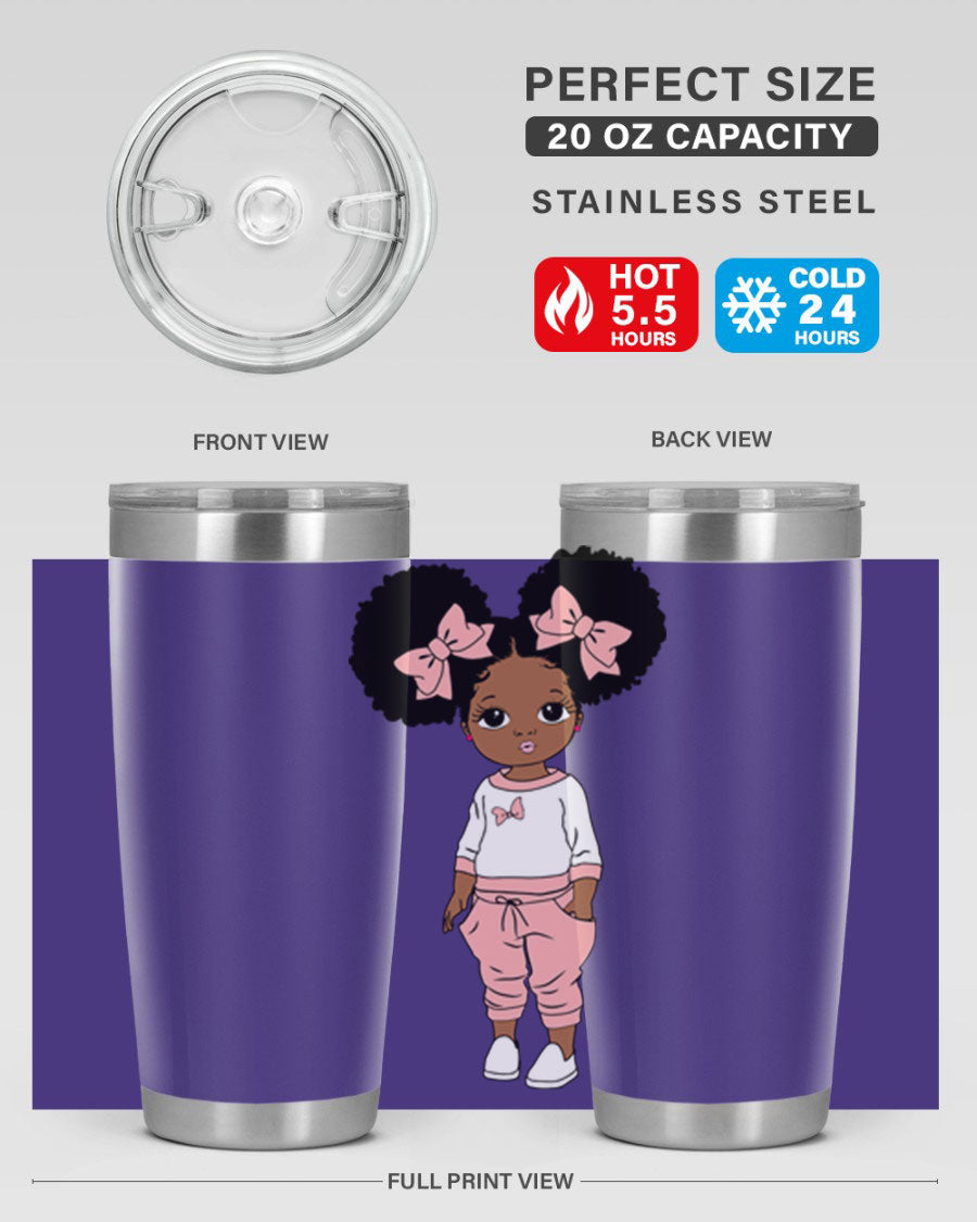 Black Girl Style 9# Tumbler in stainless steel with a stylish design, perfect for hot and cold beverages.