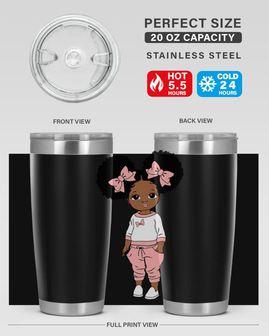 Black Girl Style 9# Tumbler in stainless steel with a stylish design, perfect for hot and cold beverages.