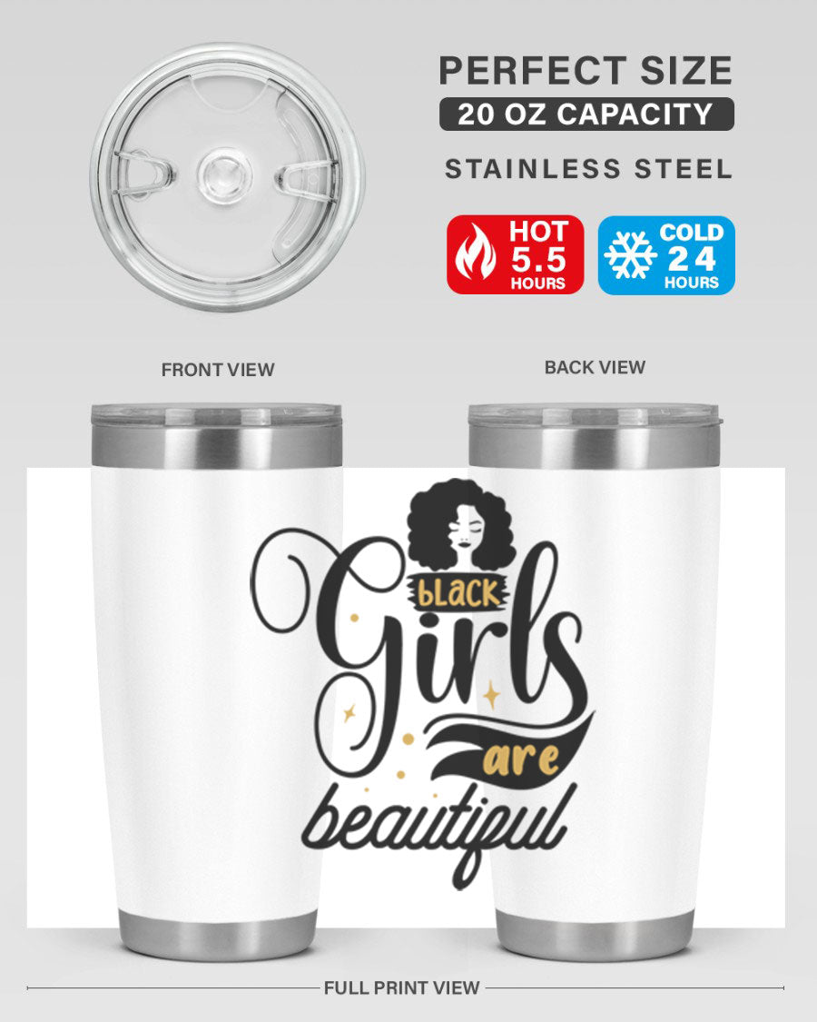 Black Girls Are Beautiful Style 58# Tumbler in stainless steel with vibrant design, perfect for hot and cold beverages.