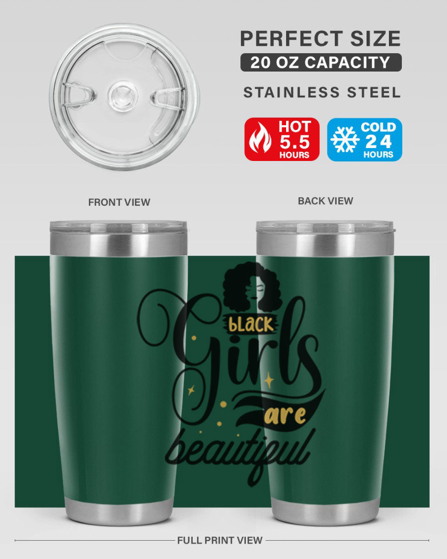 Black Girls Are Beautiful Style 58# Tumbler in stainless steel with vibrant design, perfect for hot and cold beverages.