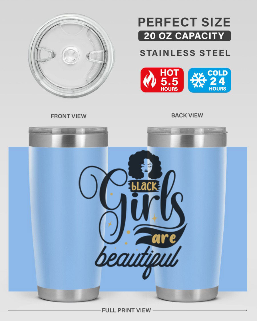 Black Girls Are Beautiful Style 58# Tumbler in stainless steel with vibrant design, perfect for hot and cold beverages.