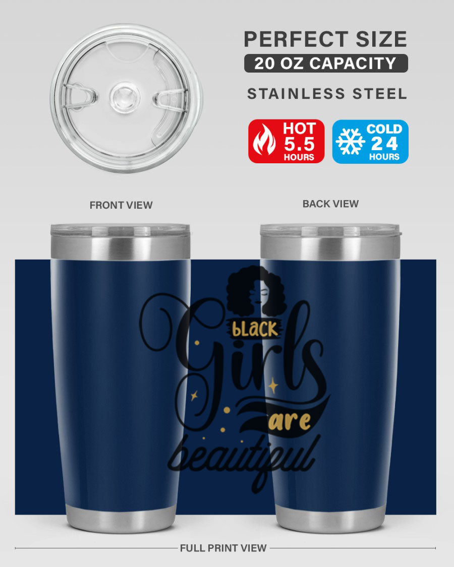 Black Girls Are Beautiful Style 58# Tumbler in stainless steel with vibrant design, perfect for hot and cold beverages.