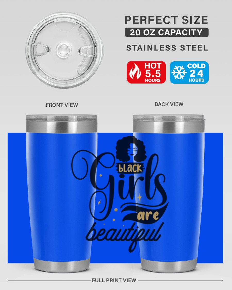 Black Girls Are Beautiful Style 58# Tumbler in stainless steel with vibrant design, perfect for hot and cold beverages.