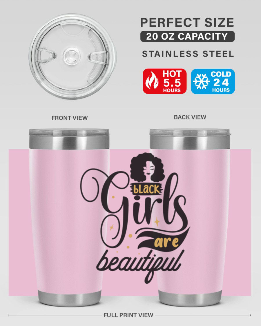 Black Girls Are Beautiful Style 58# Tumbler in stainless steel with vibrant design, perfect for hot and cold beverages.
