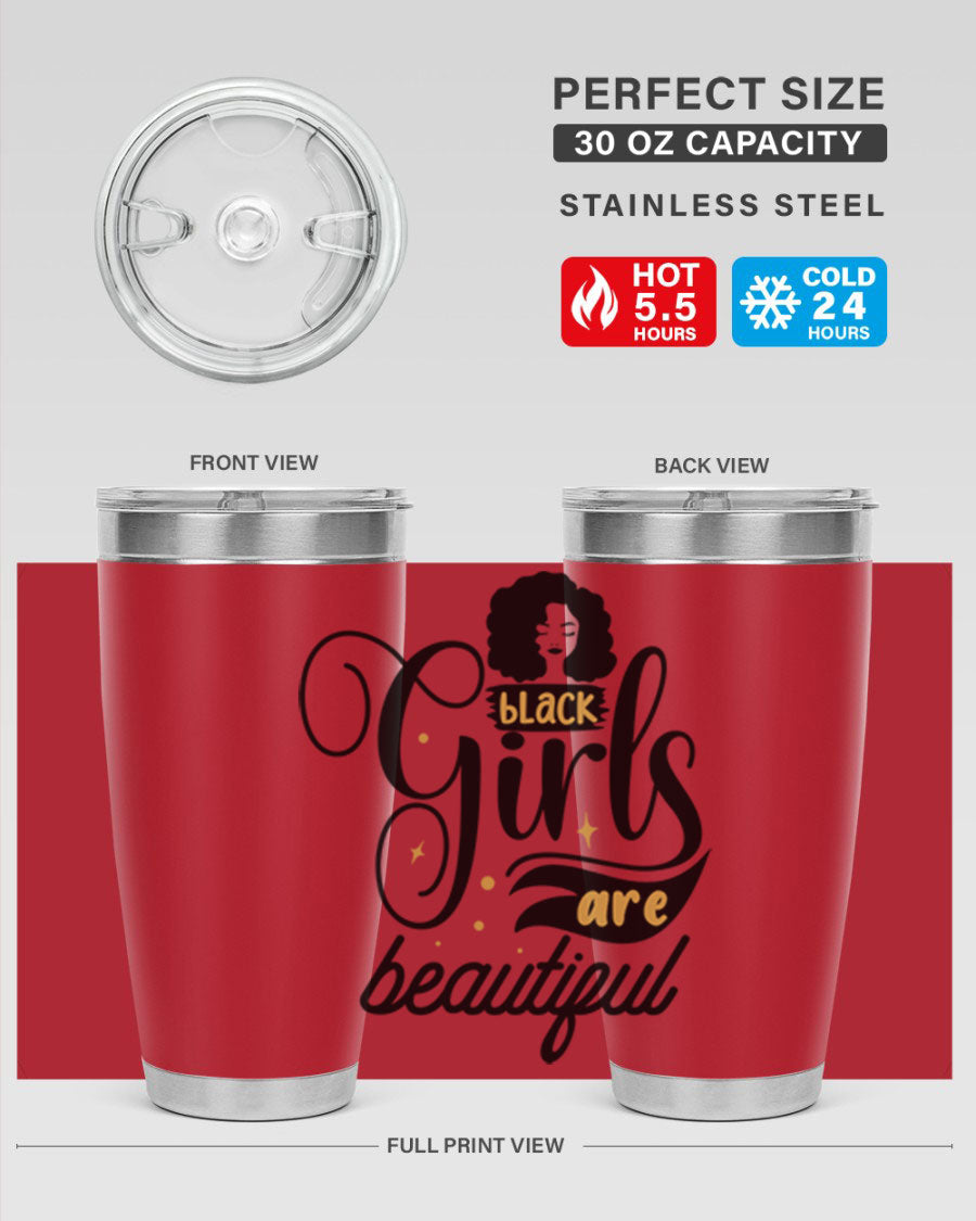Black Girls Are Beautiful Style 58# Tumbler in stainless steel with vibrant design, perfect for hot and cold beverages.