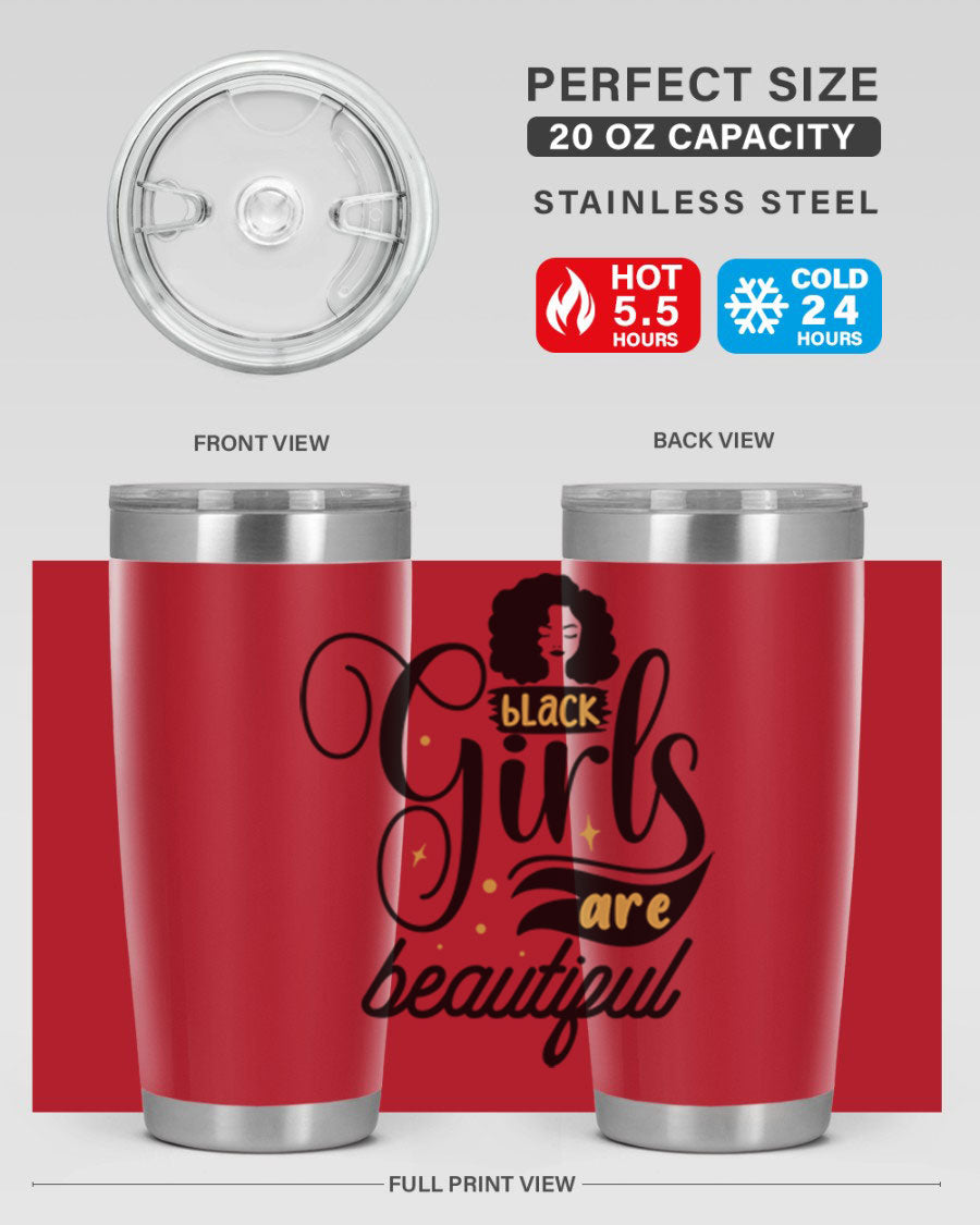 Black Girls Are Beautiful Style 58# Tumbler in stainless steel with vibrant design, perfect for hot and cold beverages.
