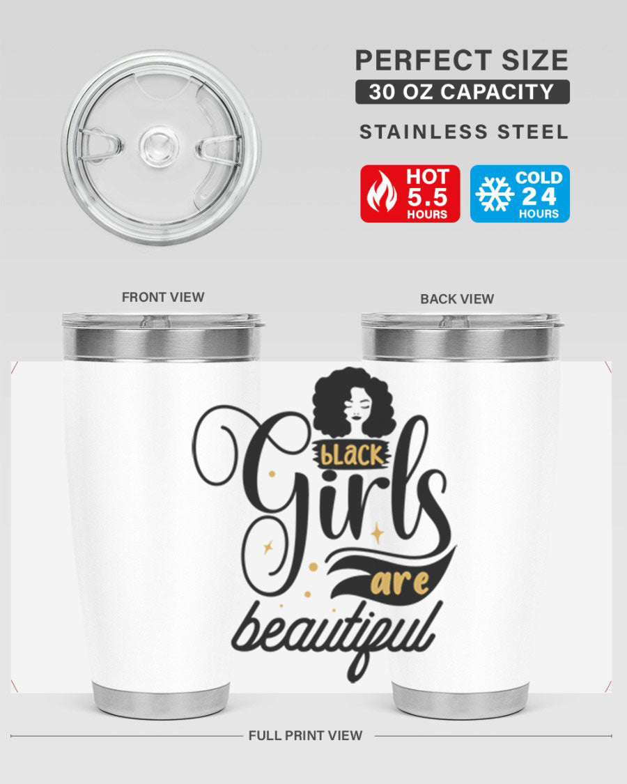 Black Girls Are Beautiful Style 58# Tumbler in stainless steel with vibrant design, perfect for hot and cold beverages.
