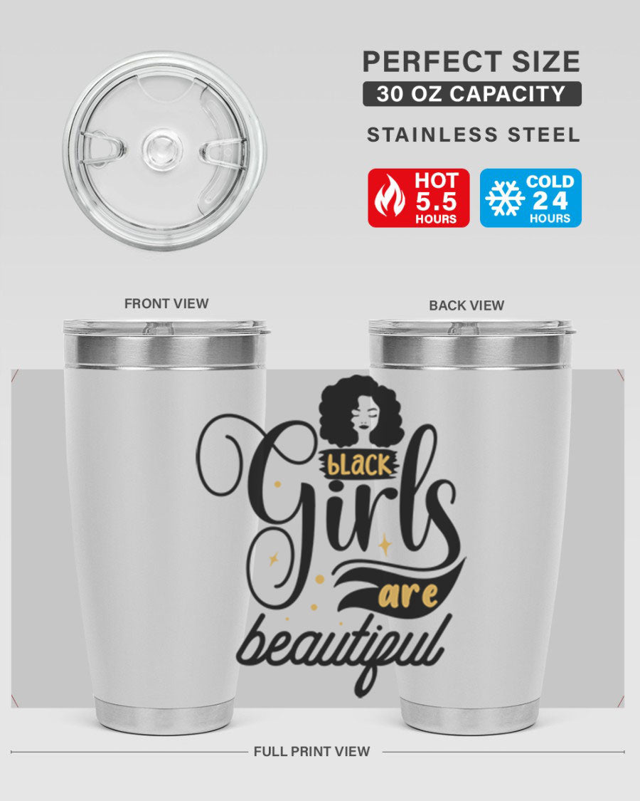 Black Girls Are Beautiful Style 58# Tumbler in stainless steel with vibrant design, perfect for hot and cold beverages.