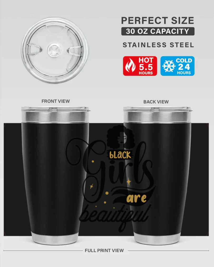 Black Girls Are Beautiful Style 58# Tumbler in stainless steel with vibrant design, perfect for hot and cold beverages.