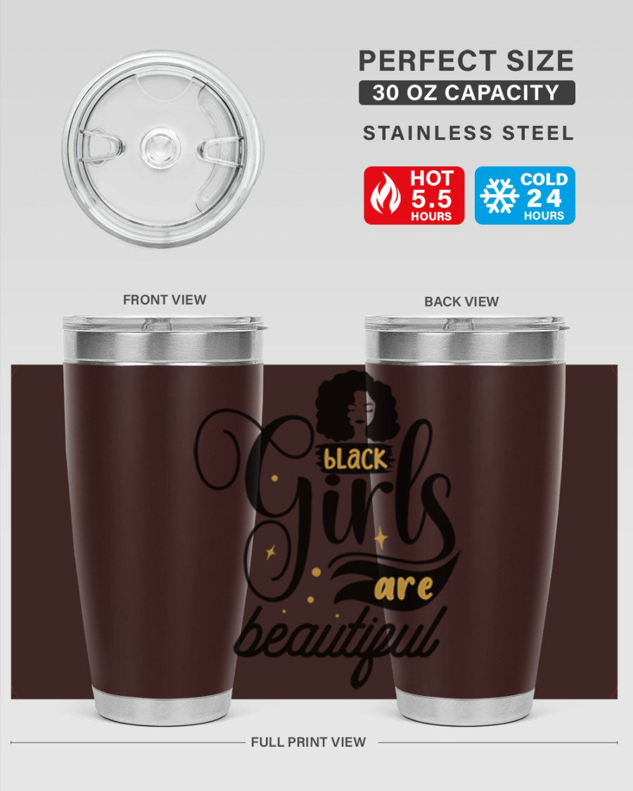 Black Girls Are Beautiful Style 58# Tumbler in stainless steel with vibrant design, perfect for hot and cold beverages.