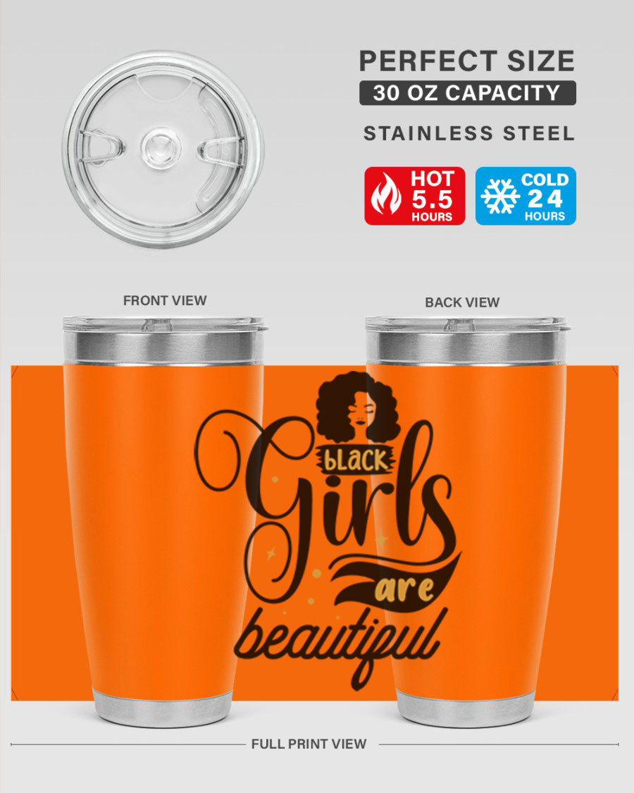 Black Girls Are Beautiful Style 58# Tumbler in stainless steel with vibrant design, perfect for hot and cold beverages.